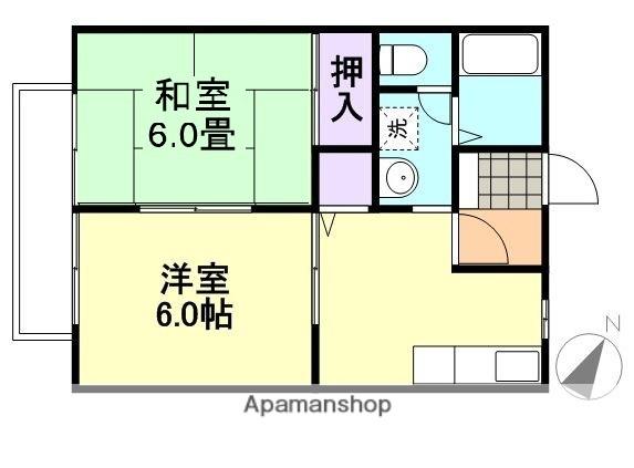 パストラル藤田B棟(2K/2階)の間取り写真