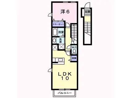 モデルノ・カーサA(1LDK/2階)の間取り写真