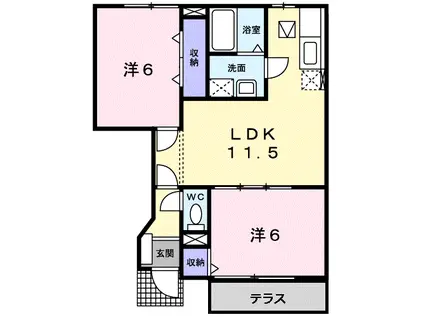 ペガサスK.FC棟(2LDK/1階)の間取り写真