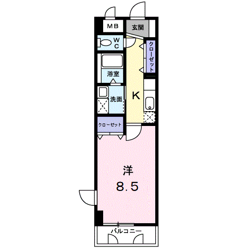 T-SAISON倉敷(1K/4階)の間取り写真