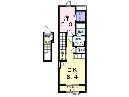 カーサ・ミニヨン(1DK/2階)の間取り写真