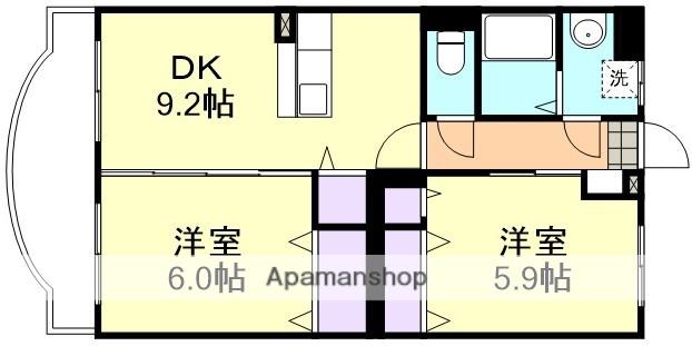 ユーミー川辺(2DK/3階)の間取り写真