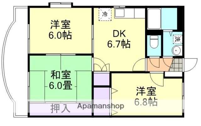 ファミーユK・A・YⅢ(3DK/2階)の間取り写真