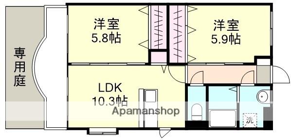 アプランドルⅤ(2LDK/1階)の間取り写真