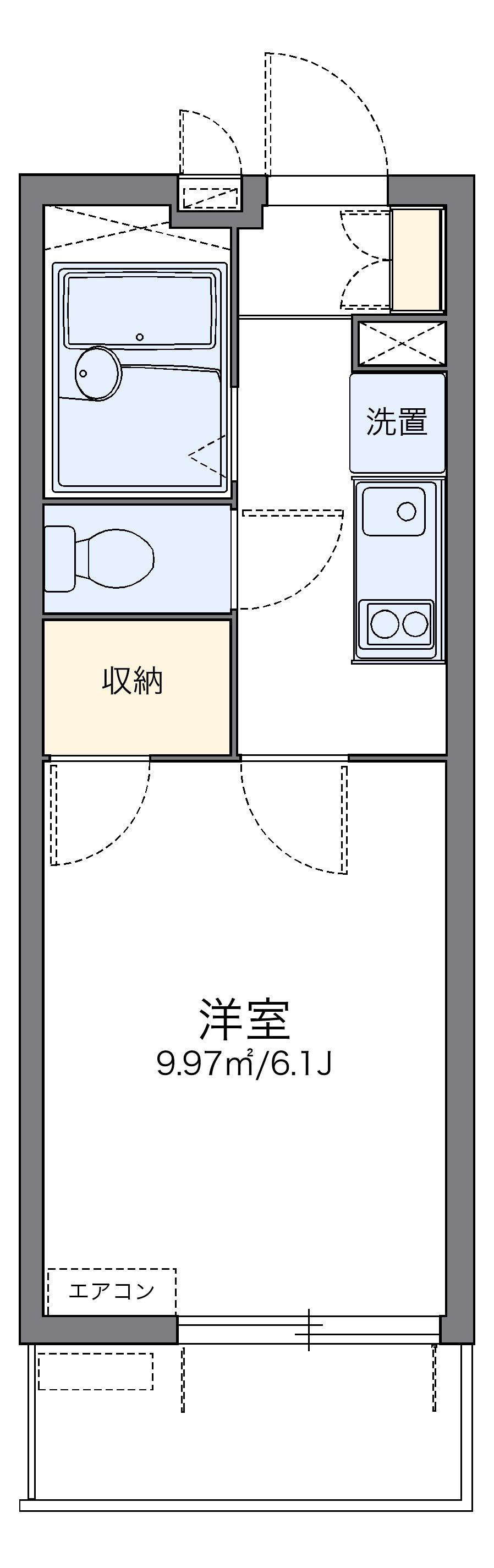 レオパレスゆう(1K/1階)の間取り写真