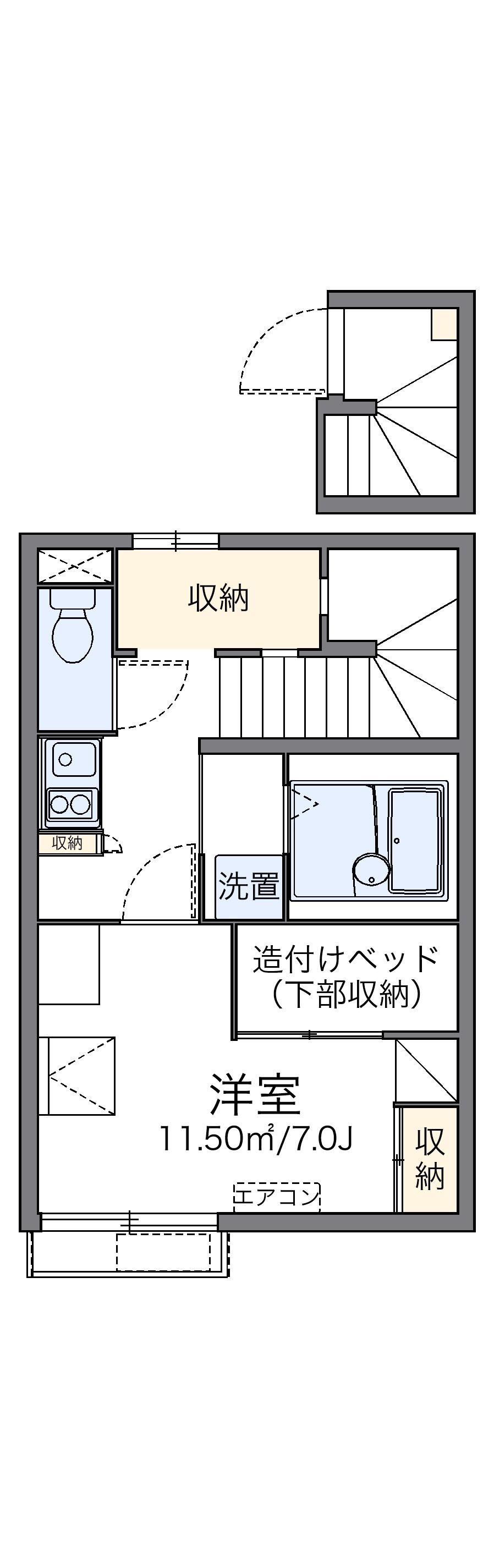 レオパレス天草Ⅱ(1K/2階)の間取り写真