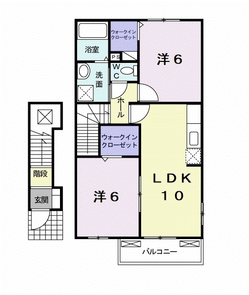 レバータⅡ B棟(2LDK/2階)の間取り写真