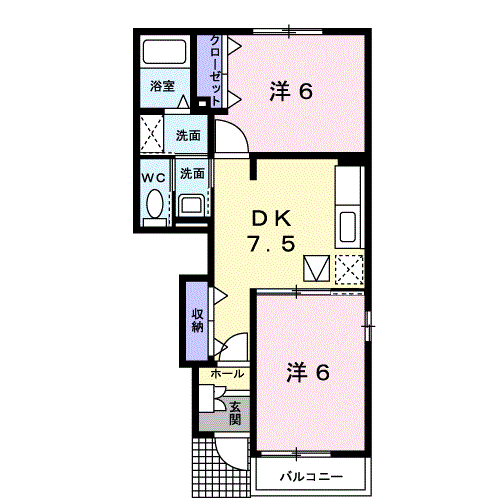 チェリーフレグランス(2DK/1階)の間取り写真