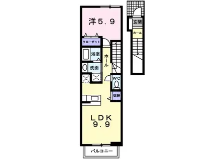 パストラーレ(1LDK/2階)の間取り写真