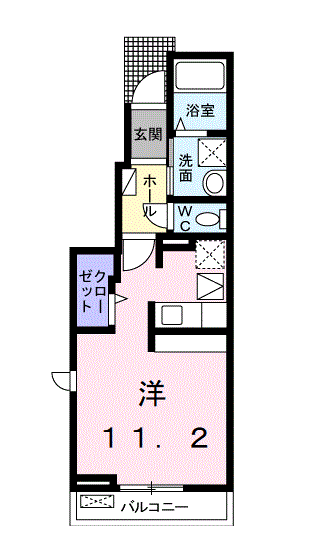 グランデM(ワンルーム/1階)の間取り写真