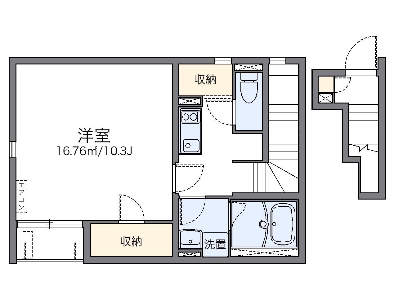 レオネクストかすが(1K/2階)の間取り写真