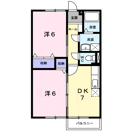 サンフォルムMARKⅡ(2DK/1階)の間取り写真