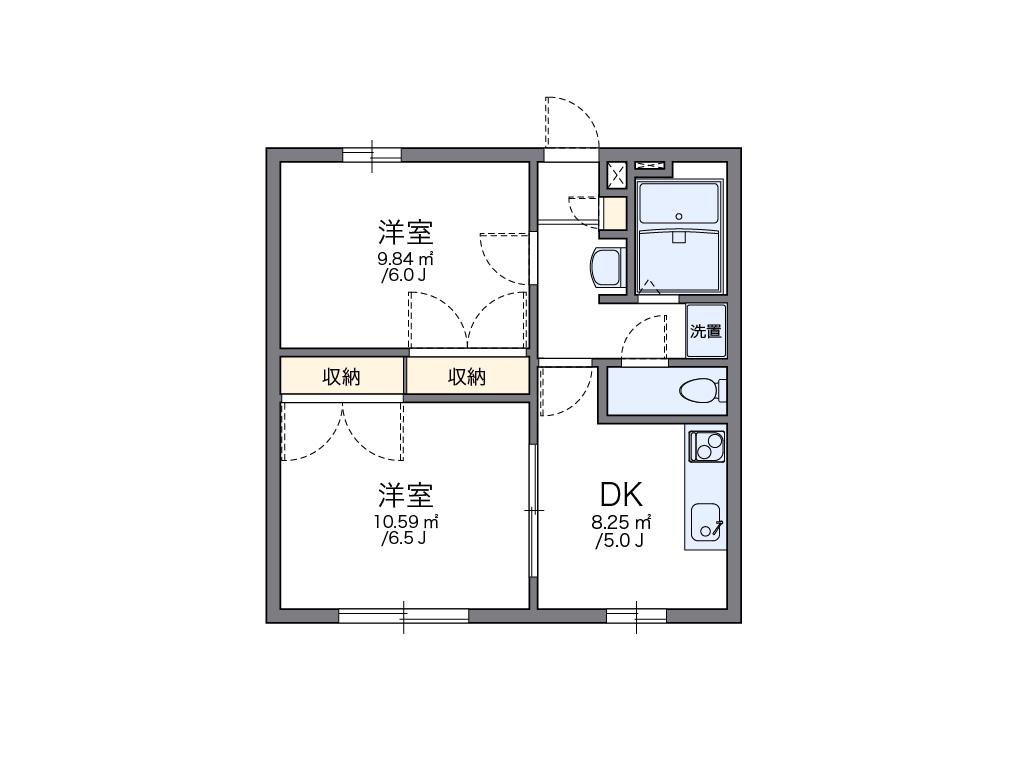 レオパレスOZ-3(2DK/1階)の間取り写真