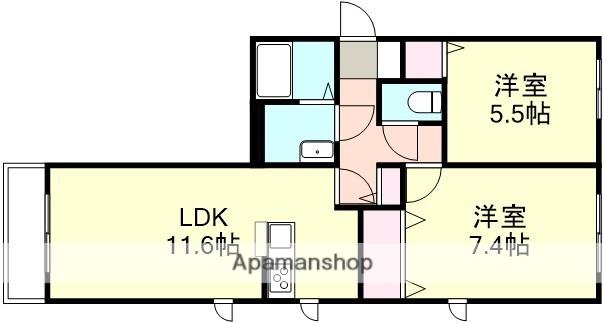 コンフォート(2LDK/2階)の間取り写真
