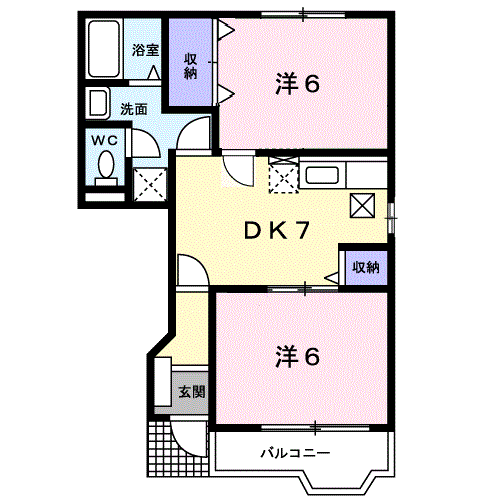 プロムナードΑ(2DK/1階)の間取り写真