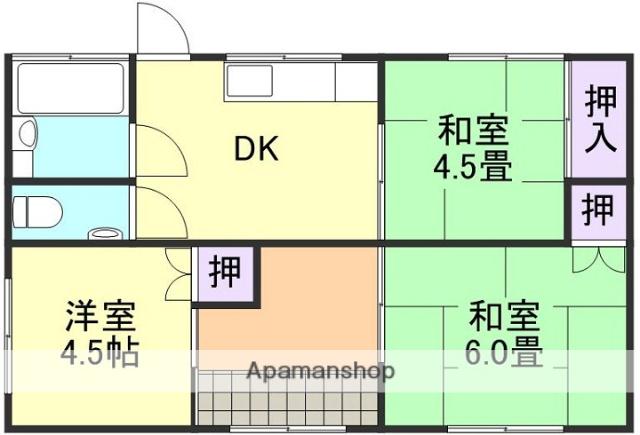 山陽本線 倉敷駅 徒歩37分 1階建 築47年(3DK)の間取り写真