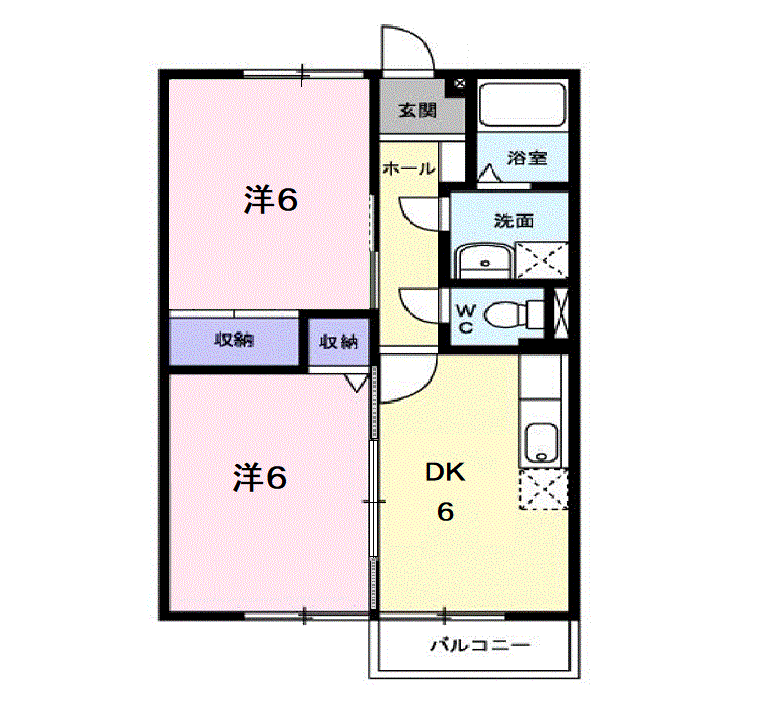 ブランカドゥボナ-ルA(2DK/1階)の間取り写真