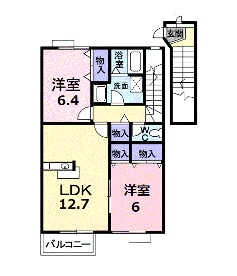 グラン・クールA棟(2LDK/2階)の間取り写真