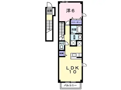 グリーンヒルうぐいすB(1LDK/2階)の間取り写真