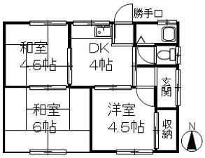 水島臨海鉄道 西富井駅 徒歩15分 1階建 築47年(3K)の間取り写真