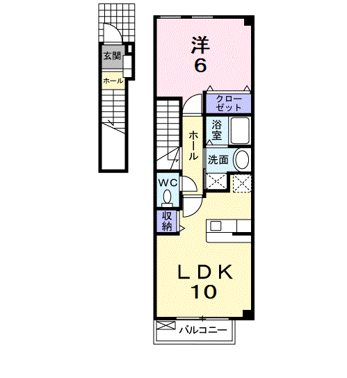 アメニティ中島B(1LDK/2階)の間取り写真