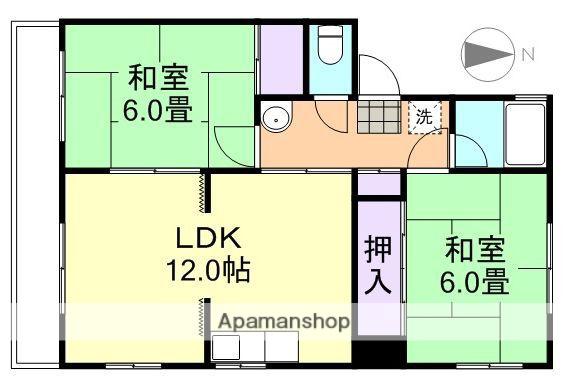 アキオカマンション(2LDK/1階)の間取り写真