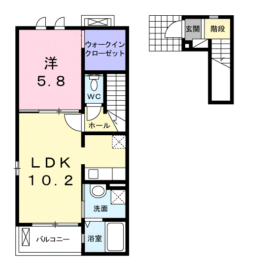 レジデンス・ロジェ(1LDK/2階)の間取り写真