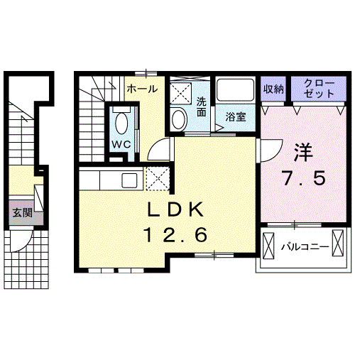 エリーゼ B(1LDK/2階)の間取り写真