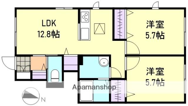 ブラン・ペーシュⅡ(2LDK/1階)の間取り写真