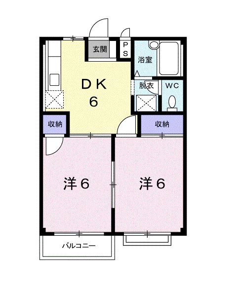 エルディムナガヤマ(2DK/1階)の間取り写真