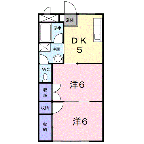 ホワイトピア穐田(2DK/2階)の間取り写真