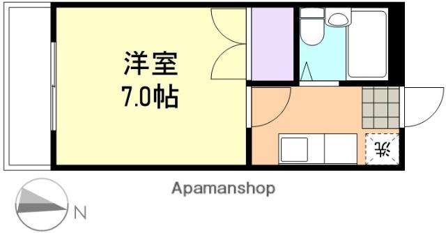 マンションハピネス(1K/2階)の間取り写真