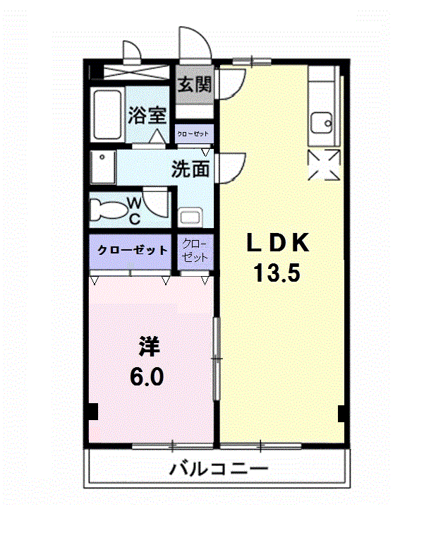 パルネットエポック(1LDK/2階)の間取り写真