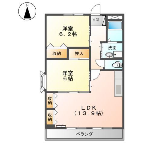 アールグレイ(2LDK/3階)の間取り写真