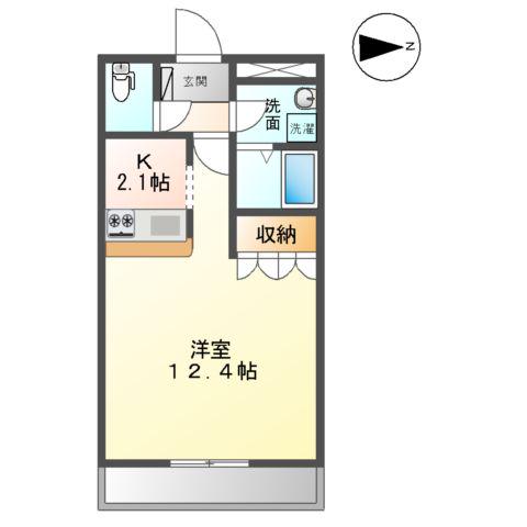 タウニーエンジェル・K(1K/2階)の間取り写真