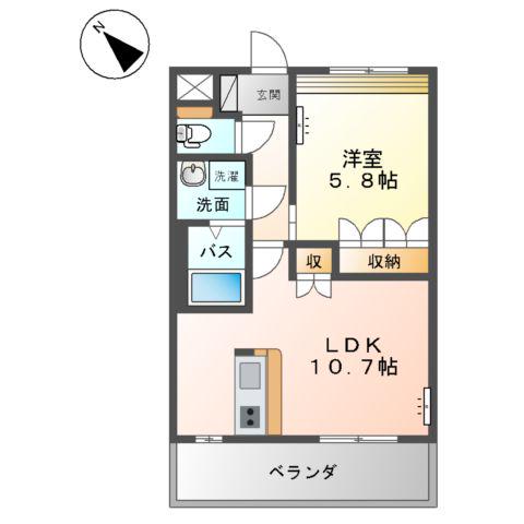 ウィッシュ(1LDK/2階)の間取り写真