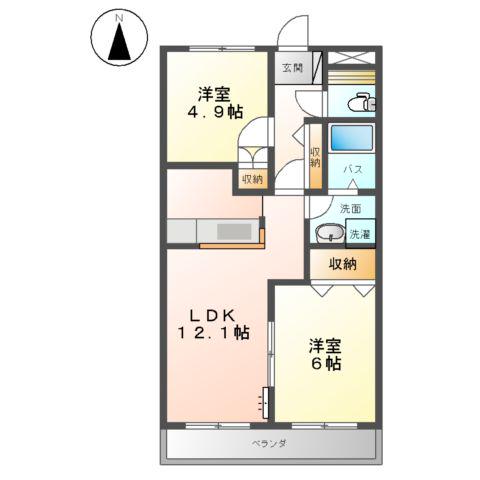 オレンジペコー(2LDK/2階)の間取り写真