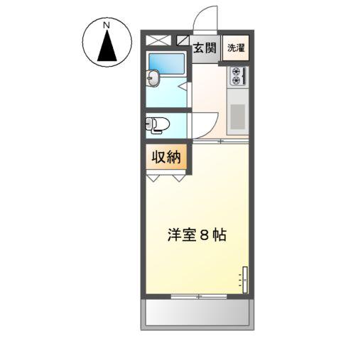 シャインキャッスル(1K/2階)の間取り写真