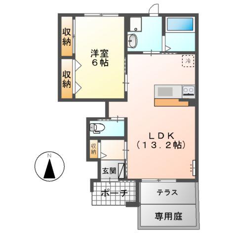 桜パーク(1LDK/1階)の間取り写真