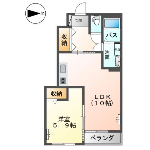 ウィスターリア(1LDK/1階)の間取り写真