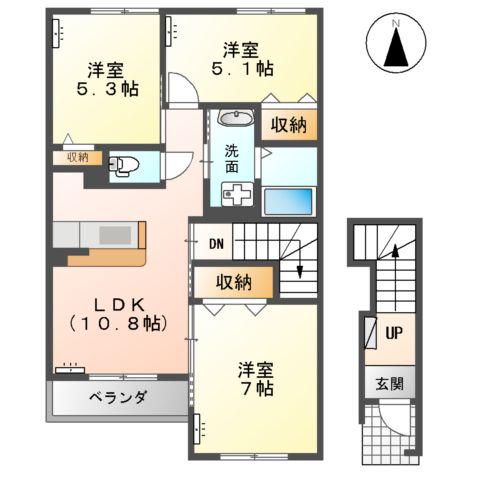 グレイス 天王(3LDK/2階)の間取り写真