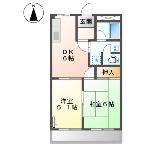 フレンディセキ(2DK/1階)の間取り写真