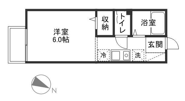 サンハイツASA(ワンルーム/2階)の間取り写真
