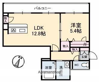 ソルブライト B棟(1LDK/3階)の間取り写真