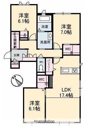 アルネスト(3LDK/1階)の間取り写真