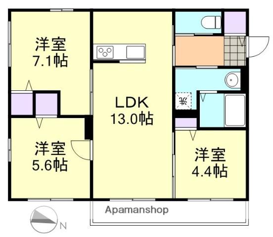 いやさか(3LDK/2階)の間取り写真