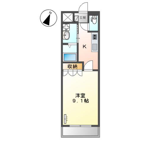 オリオン(1K/2階)の間取り写真