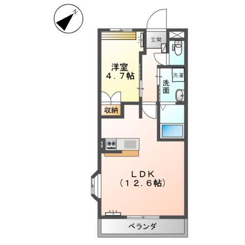 スウィング・バード(1LDK/2階)の間取り写真