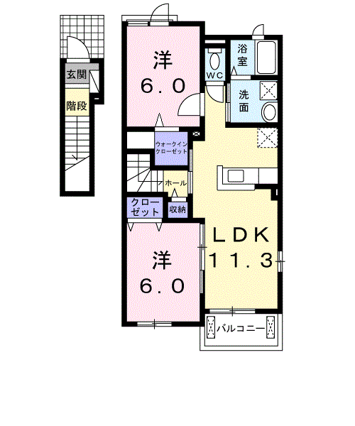 プレインカーサ5(2LDK/2階)の間取り写真