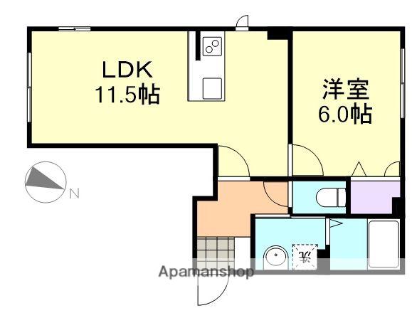 ソラーナ福井(1LDK/1階)の間取り写真